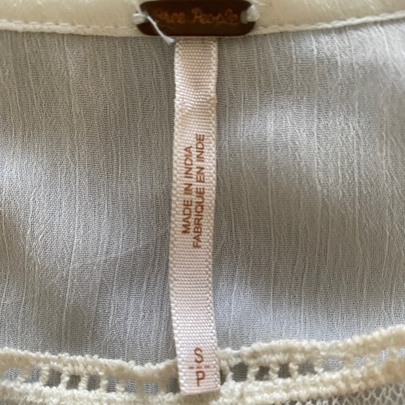 Free PEOPLE Off-White Sheer Boho Lace Blouse Women SP Small Petite - Picture 6 of 6